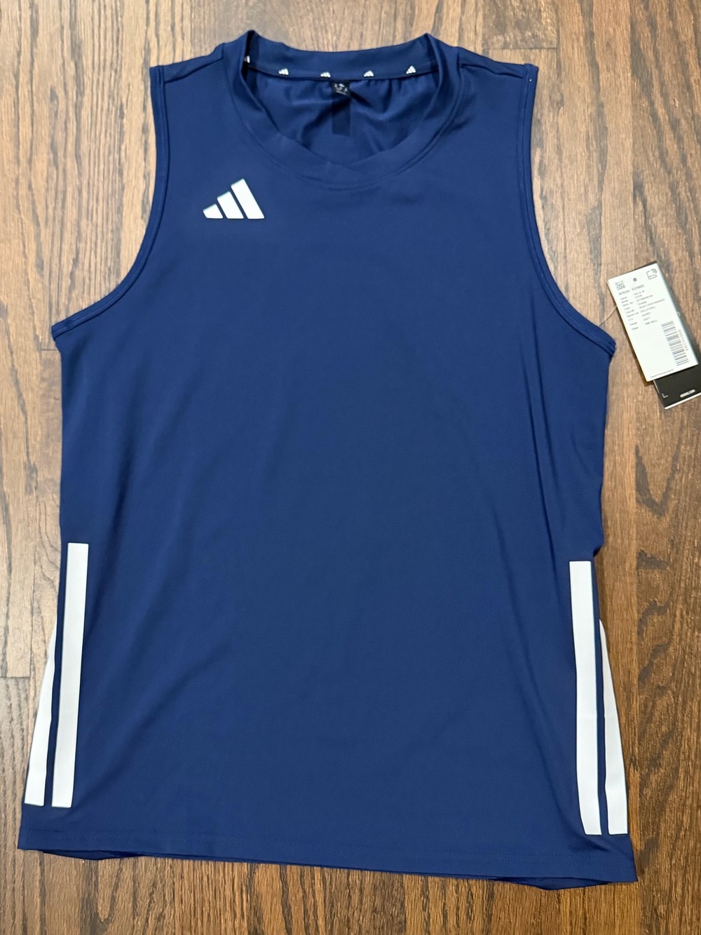 adidas Navy Sleeveless Training Tank with White Accents